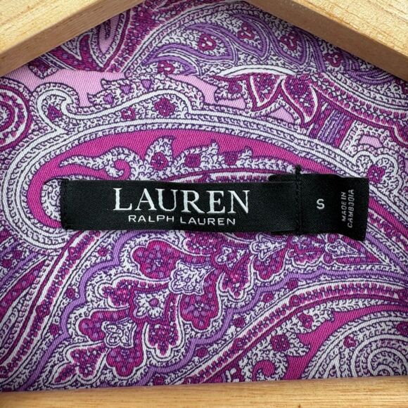 Lauren Ralph Lauren Black Label Sleep Shirt Gown, Sz Small, Paisley Button Down - Picture 8 of 9